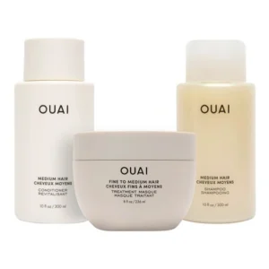 OUAI Medium Hair Shampoo Full Size + Medium Hair Conditioner Full Size + Fine/Medium Hair Treatment Masque Full Size